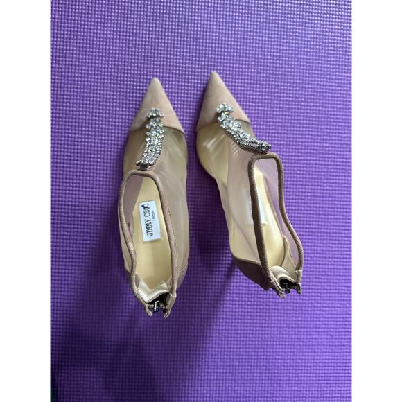 Jimmy Choo Tan Glitter Bing Crystal Embellished Mesh Bootie Shoe Sz 36.5 NEW - Picture 11 of 14